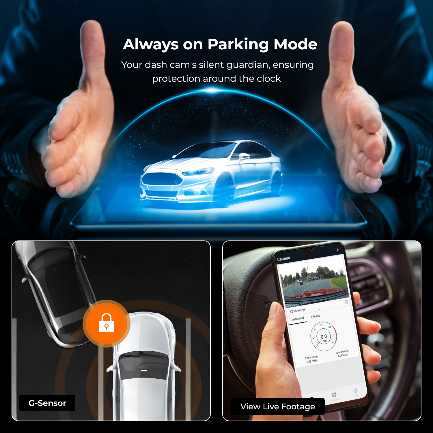 Road Angel Halo Pro 2K Front- & 1K Heck-Dashcam mit Dual-Parkmodus