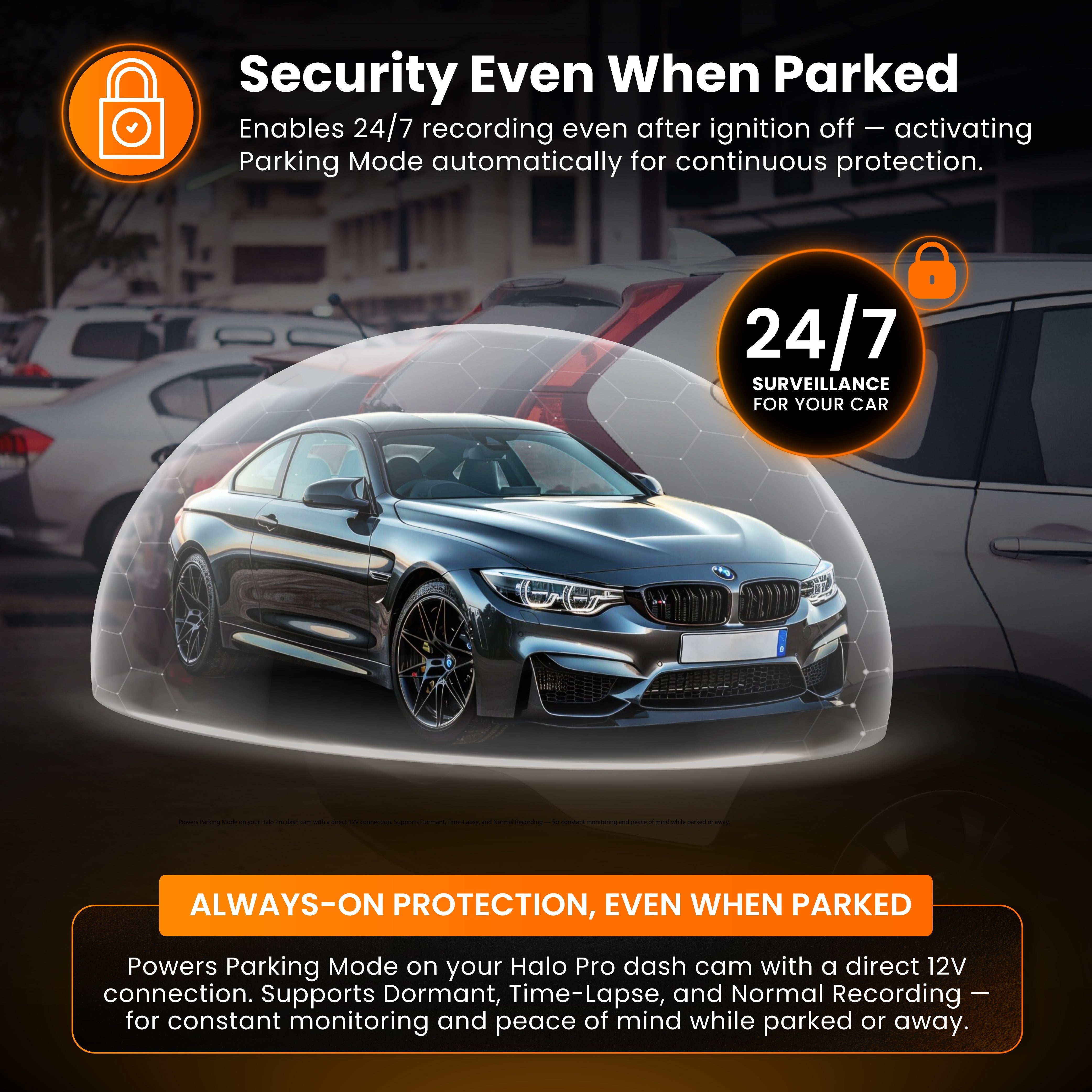 HWK12VC-OBD Road Angel Halo Pro Dashcam 12V 2-in-1 Festverdrahtungssatz mit USB Typ-C, Sicherungsabgriffen & OBD2