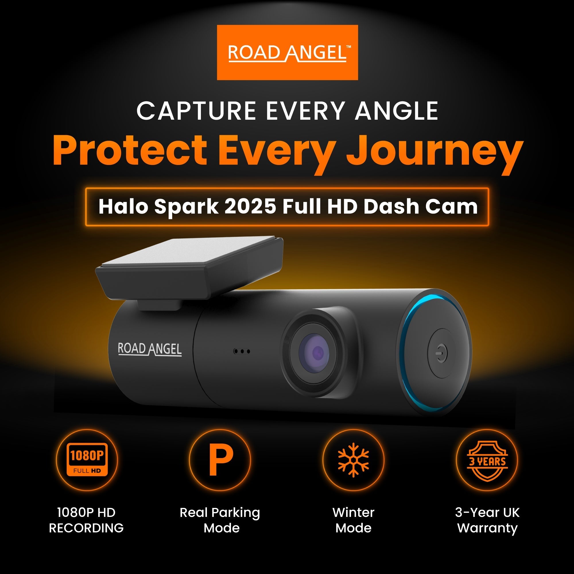 Halo Spark Full HD 1080p Single-Dashcam mit Parkmodus & Wintermodus (USB-C)