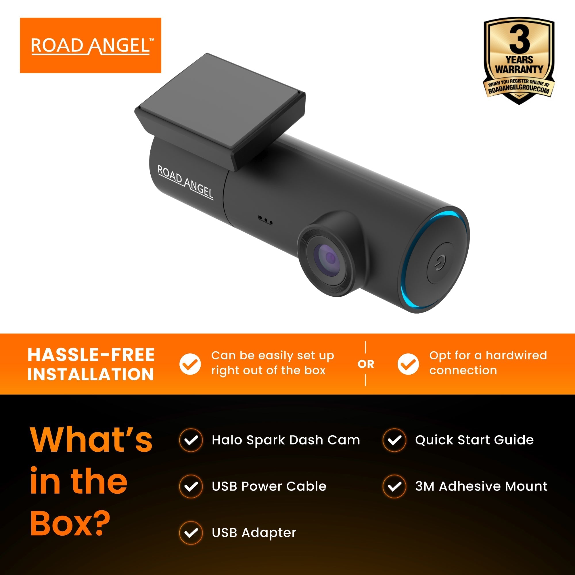 Halo Spark Full HD 1080p Single-Dashcam mit Parkmodus & Wintermodus (USB-C)