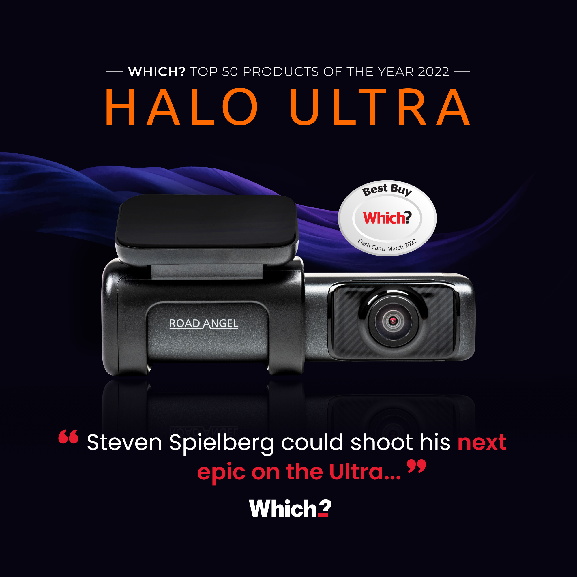 Road Angel Halo Ultra 4K Dashcam mit Festverdrahtungssatz & internem 64-GB-SSD-Speicher