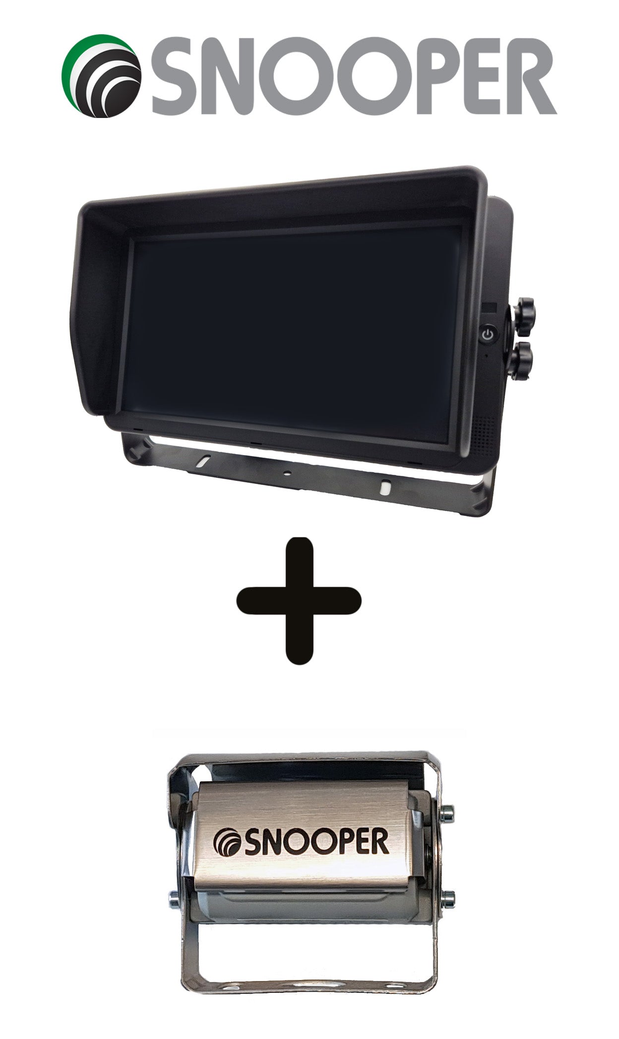 Snooper 10,1 Zoll AHD Monitor mit 4 Kameraeingängen, Splitview und Touchscreen + SNOOPER Mini-Shutter-Rückfahrkamera RKM-1080 Artikel Nr.:BU-MK16