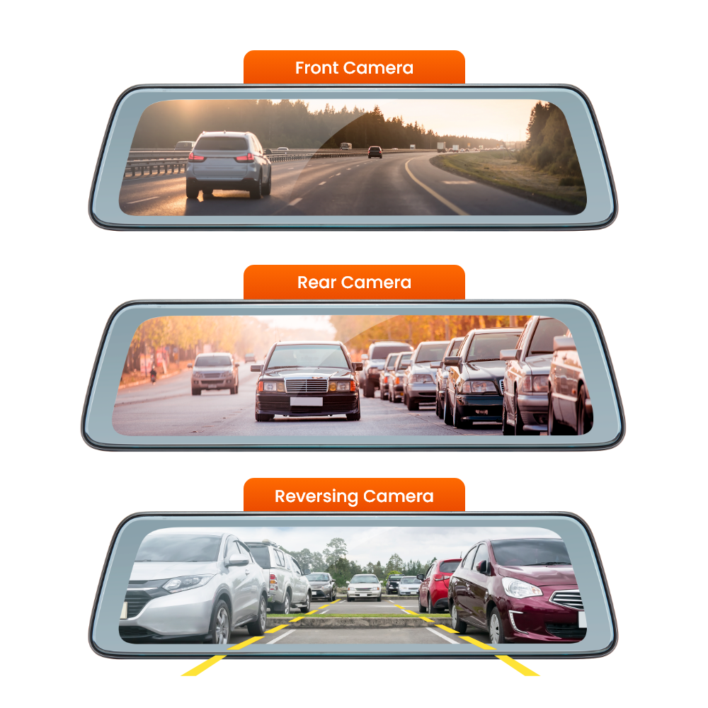 Road Angel Halo Vision 2 Rückspiegel-Dashcam mit SD-Karte & Festverdrahtungssatz im Bundle