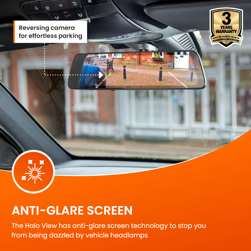 Road Angel Halo View 2 Rückspiegel-Dashcam mit 10-Zoll-Touchscreen & Dual-Parkmodus