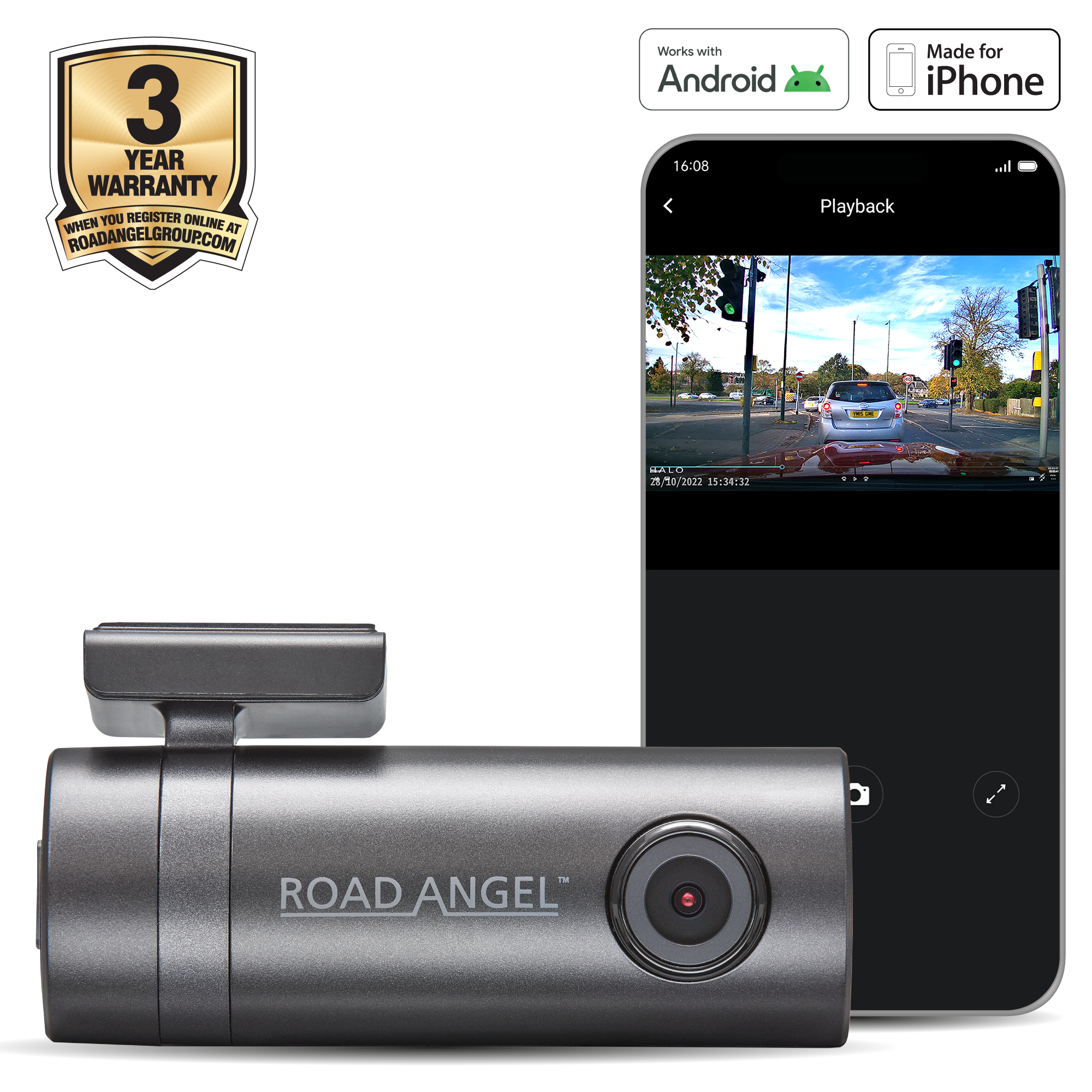 Road Angel Halo Go 1080p Full HD Kompakt-Dashcam