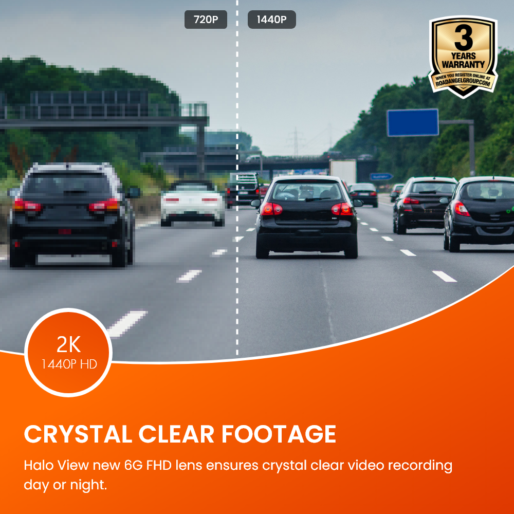 Road Angel Halo Vision 2 Rückspiegel-Dashcam mit SD-Karte & Festverdrahtungssatz im Bundle