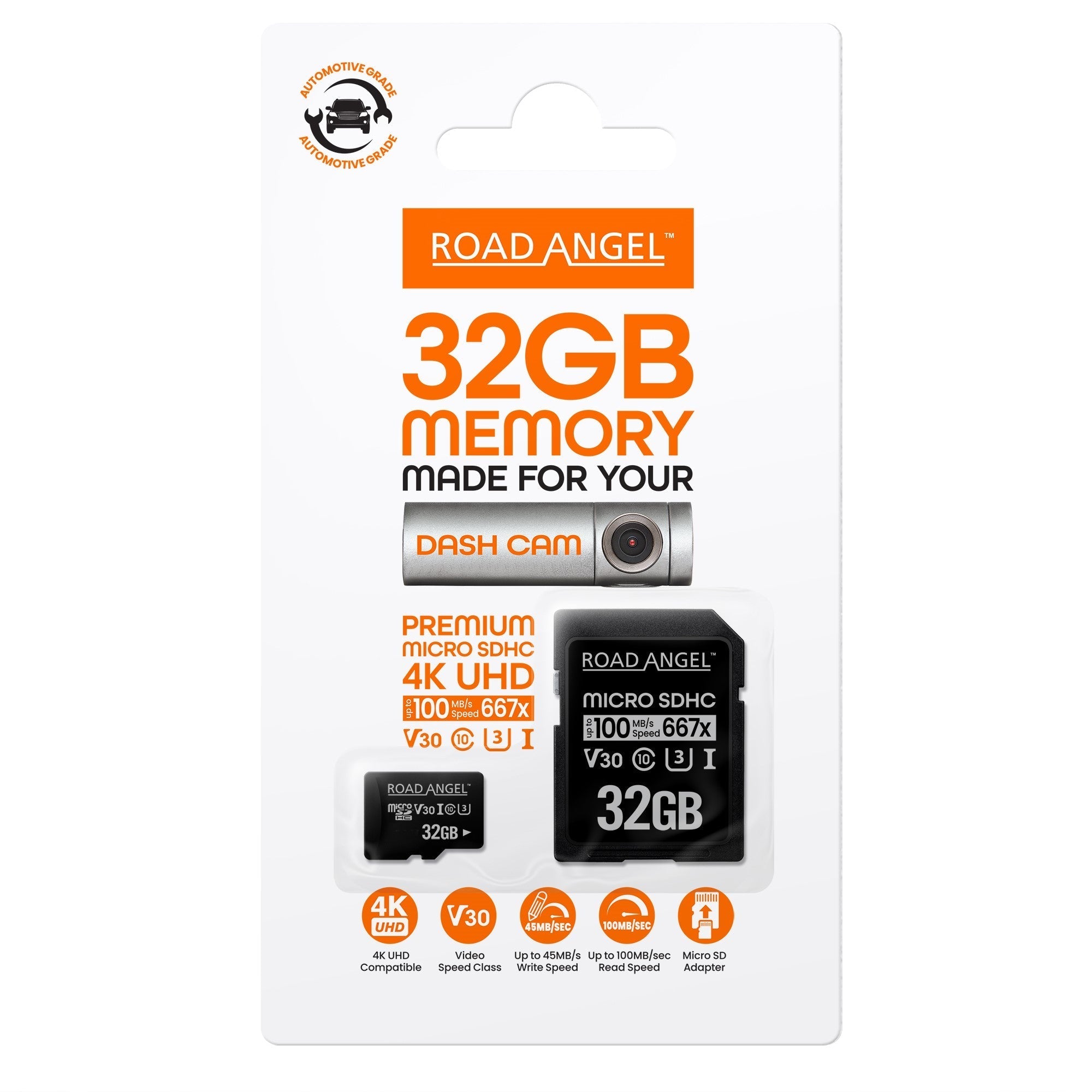 Road Angel SDXC-MicroSD-Karte & Adapter in Automobilqualität – RSD 32 GB