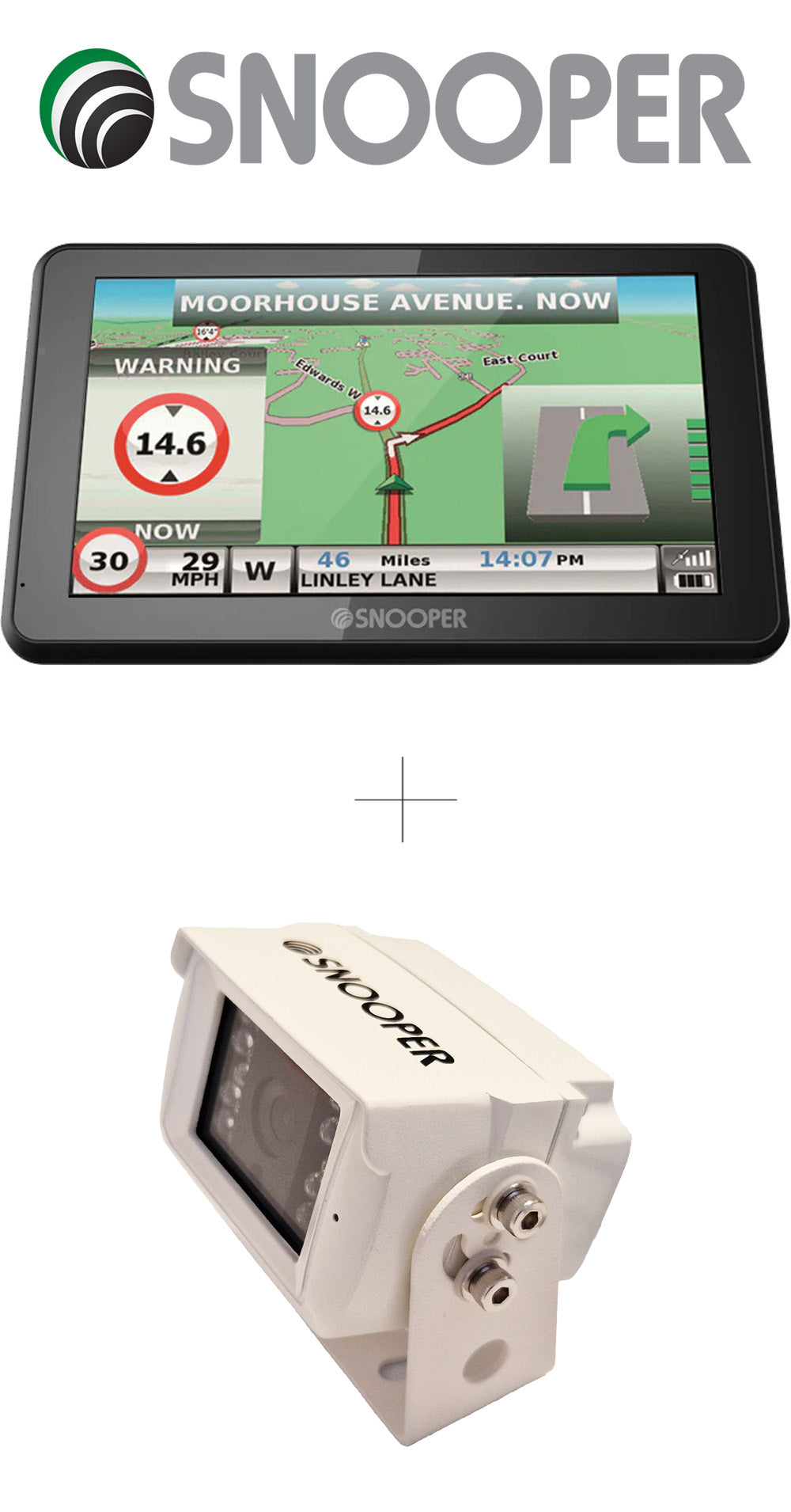 Snooper TRUCKMATE S6900 PRO LKW 7 Zoll Navigationssystem + Snooper RKF-W700 feststehend-Rückfahrkamera analog, 700TVL, 120°, 12-24V Art-Nr.: BU-MK22